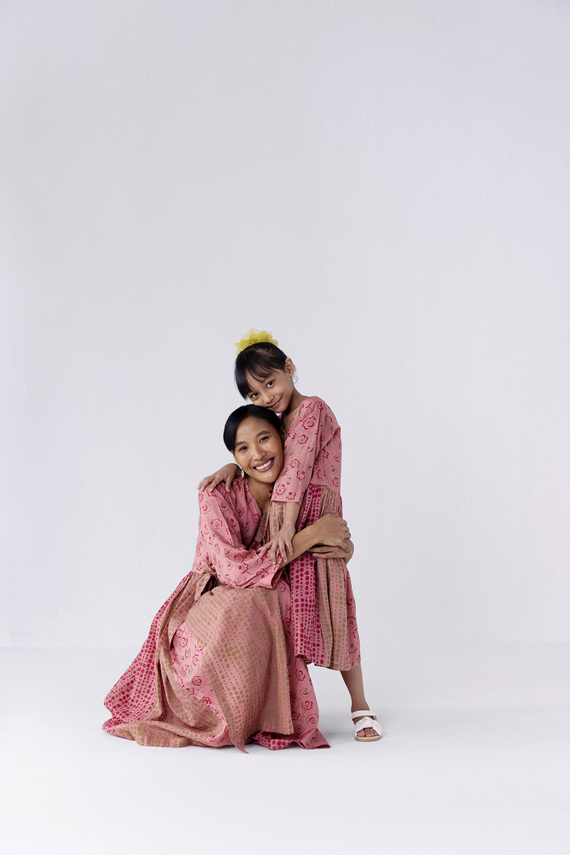 Mommy & Me- Spray Rose Wrap Around Dress