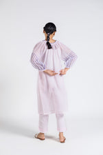 Neck Gathered Stripe Mix Co-ord with Scarf (Set of 3)