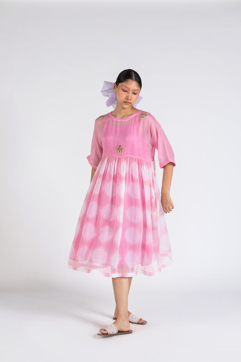 Mommy & Me-Embroidered Tulip Clamp Print Dress