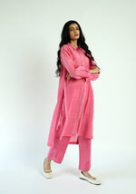 Pink High Slit Handwoven Cotton Silk Chanderi Tunic