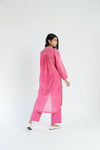 Pink High Slit Handwoven Cotton Silk Chanderi Tunic