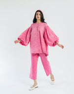 Floral Pink handwoven cotton silk Co-ord (Set of 2 )