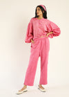 Pink Side Slit Pants In Handwoven Cotton Silk Fabric