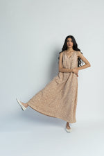 Beige A-Line handwoven cotton silk Dress