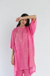 Shoulder Gathered Pink Handwoven Cotton Silk Tunic