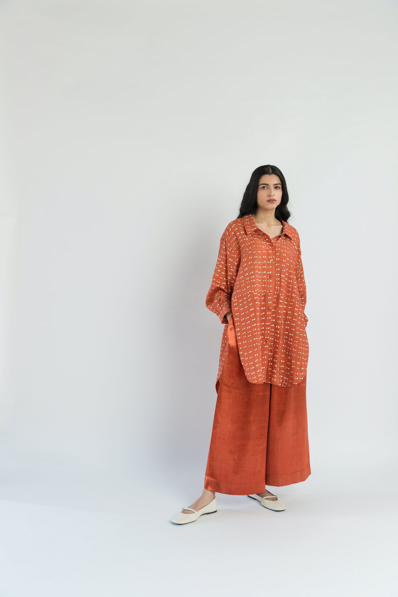 Sungold Polka Handwoven Cotton Silk Co-ord Set (Set of 2)