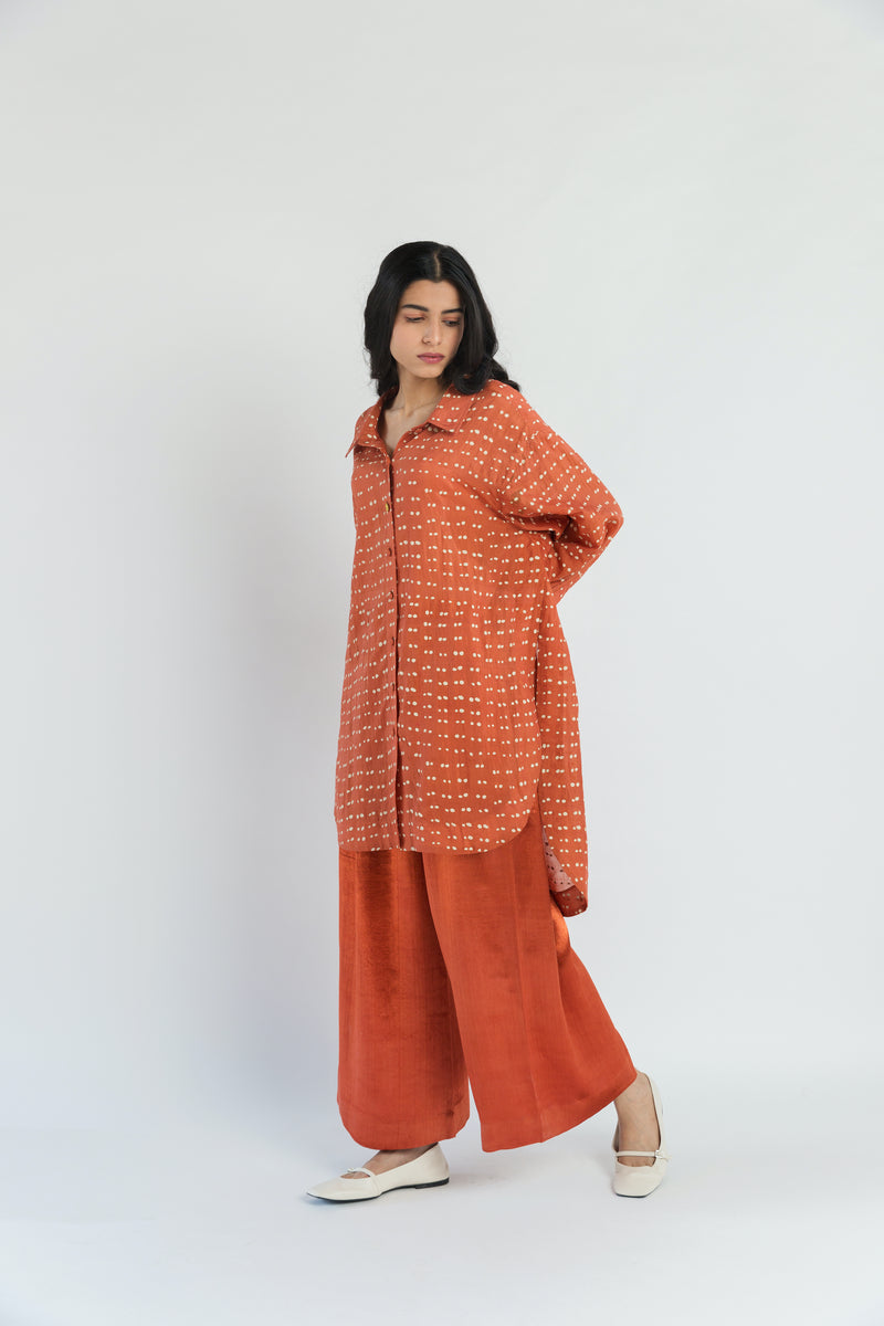 Sungold Polka Handwoven Cotton Silk Co-ord Set (Set of 2)