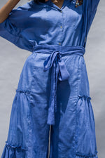 Blue Handwoven cotton silk embroidered Co-ord Set